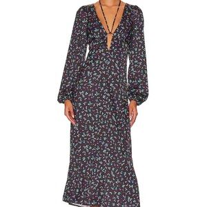 AFRM Portia Dress in Noir Neon Ditsy Floral Boho Dress Womens Size Small NWT